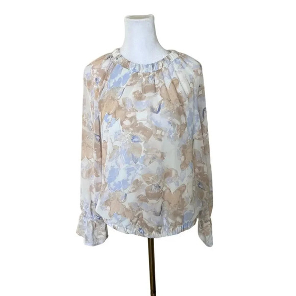 Nine West Floral Blouse Pastel Size Medium Summer Lightweight - Picture 1 of 8